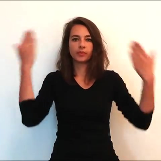 Znak „dobry wieczór" w polskim języku migowym (PJM)